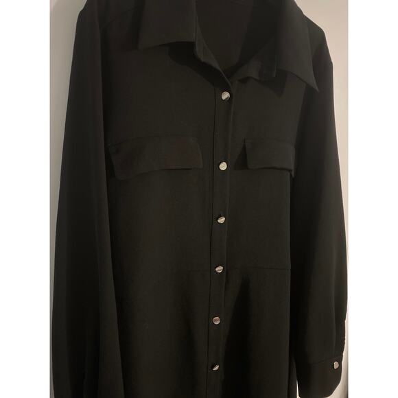 Zara button down dress women’s L black long sleeve minimalist career utility - Picture 3 of 6